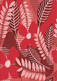 Machine Washable Transitional Red Rug, wshpat1011rd