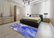 Patterned Blue Rug in a Bedroom, pat1012blu