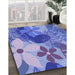 Patterned Blue Rug in Family Room, pat1012blu