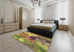 Patterned Sienna Brown Rug in a Bedroom, pat1012brn