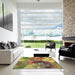 Machine Washable Transitional Sienna Brown Rug in a Kitchen, wshpat1012brn