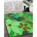 Machine Washable Transitional Neon Green Rug in a Family Room, wshpat1012grn