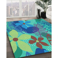 Patterned Steel Blue Rug, pat1012lblu