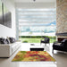 Machine Washable Transitional Yellow Rug in a Kitchen, wshpat1012org