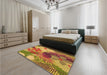 Patterned Yellow Rug in a Bedroom, pat1012org