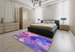 Patterned Dark Orchid Purple Rug in a Bedroom, pat1012pur