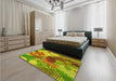 Patterned Green Rug in a Bedroom, pat1012yw