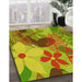 Machine Washable Transitional Green Rug in a Family Room, wshpat1012yw