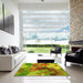 Machine Washable Transitional Green Rug in a Kitchen, wshpat1012yw