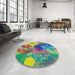 Round Patterned Purple Novelty Rug in a Office, pat1012