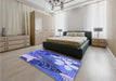 Patterned Denim Blue Rug in a Bedroom, pat1013blu