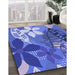 Patterned Denim Blue Rug in Family Room, pat1013blu