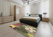 Patterned Sepia Brown Rug in a Bedroom, pat1013brn