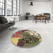 Round Patterned Sepia Brown Rug in a Office, pat1013brn