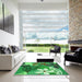 Square Patterned Green Rug in a Living Room, pat1013grn