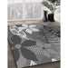 Patterned Dark Gray Rug in Family Room, pat1013gry