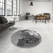 Round Patterned Dark Gray Rug in a Office, pat1013gry