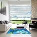 Square Patterned Blue Rug in a Living Room, pat1013lblu