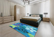 Patterned Blue Rug in a Bedroom, pat1013lblu