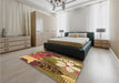 Patterned Golden Gold Rug in a Bedroom, pat1013org