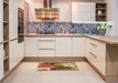 Patterned Golden Gold Rug in a Kitchen, pat1013org