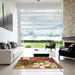 Square Patterned Golden Gold Rug in a Living Room, pat1013org