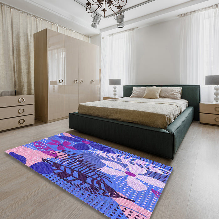 Patterned Amethyst Purple Rug in a Bedroom, pat1013pur
