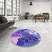 Round Patterned Amethyst Purple Rug in a Office, pat1013pur