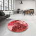 Machine Washable Transitional Red Rug in a Washing Machine, wshpat1013rd