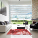 Square Patterned Red Rug in a Living Room, pat1013rd