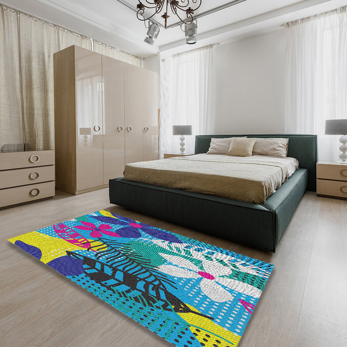 Patterned Deep Purple Novelty Rug in a Bedroom, pat1013