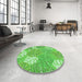 Round Patterned Emerald Green Rug in a Office, pat1014grn