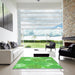 Square Patterned Emerald Green Rug in a Living Room, pat1014grn