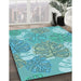 Machine Washable Transitional Light Sea Green Rug in a Family Room, wshpat1014lblu