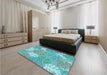 Patterned Light Sea Green Rug in a Bedroom, pat1014lblu