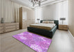 Patterned Violet Purple Rug in a Bedroom, pat1014pur