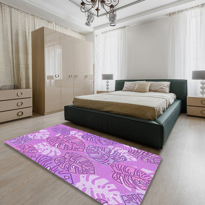 Patterned Violet Purple Rug in a Bedroom, pat1014pur