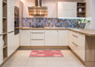 Patterned Pastel Pink Rug in a Kitchen, pat1014rd