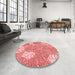 Round Patterned Pastel Pink Rug in a Office, pat1014rd