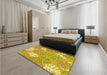 Patterned Yellow Rug in a Bedroom, pat1014yw