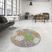 Round Patterned Brown Novelty Rug in a Office, pat1014