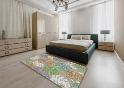 Patterned Brown Novelty Rug in a Bedroom, pat1014