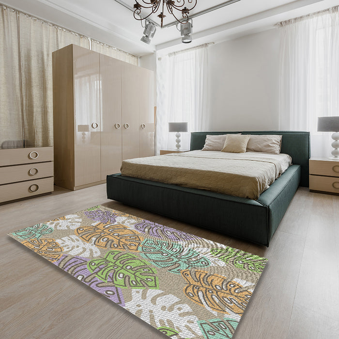 Patterned Brown Novelty Rug in a Bedroom, pat1014
