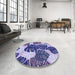 Round Patterned Mauve Purple Rug in a Office, pat1015blu