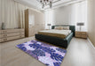 Patterned Mauve Purple Rug in a Bedroom, pat1015blu