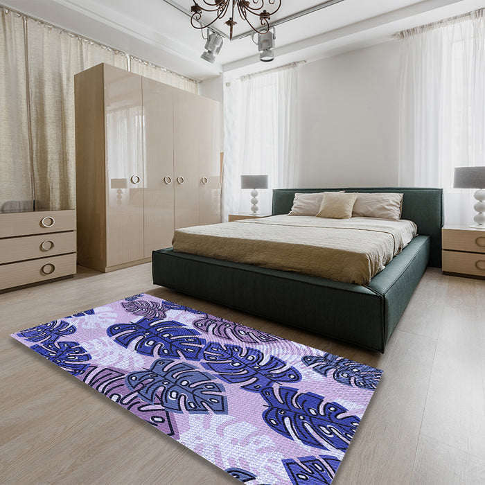Patterned Mauve Purple Rug in a Bedroom, pat1015blu