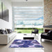 Square Patterned Mauve Purple Rug in a Living Room, pat1015blu