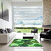 Square Patterned Deep Emerald Green Rug in a Living Room, pat1015grn