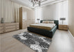 Patterned Dark Gray Rug in a Bedroom, pat1015gry