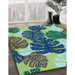 Patterned Green Rug in Family Room, pat1015lblu